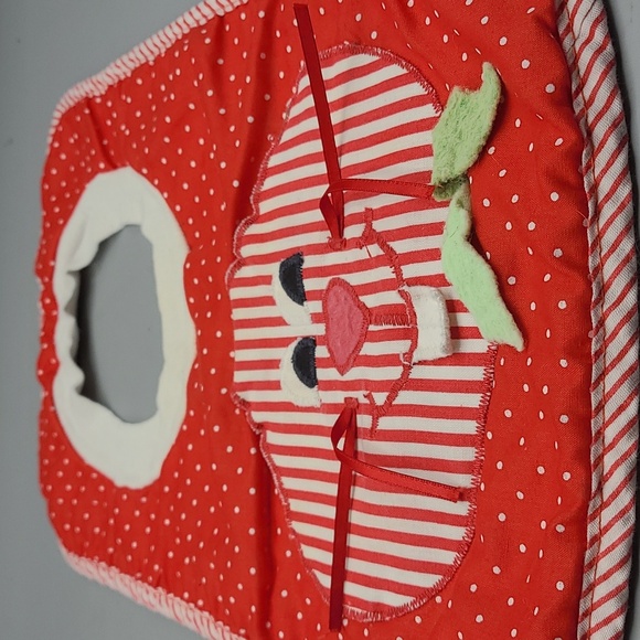Vintage baby bib red/white bunny polka dot Mullins Square made in USA terrycloth - Picture 2 of 6